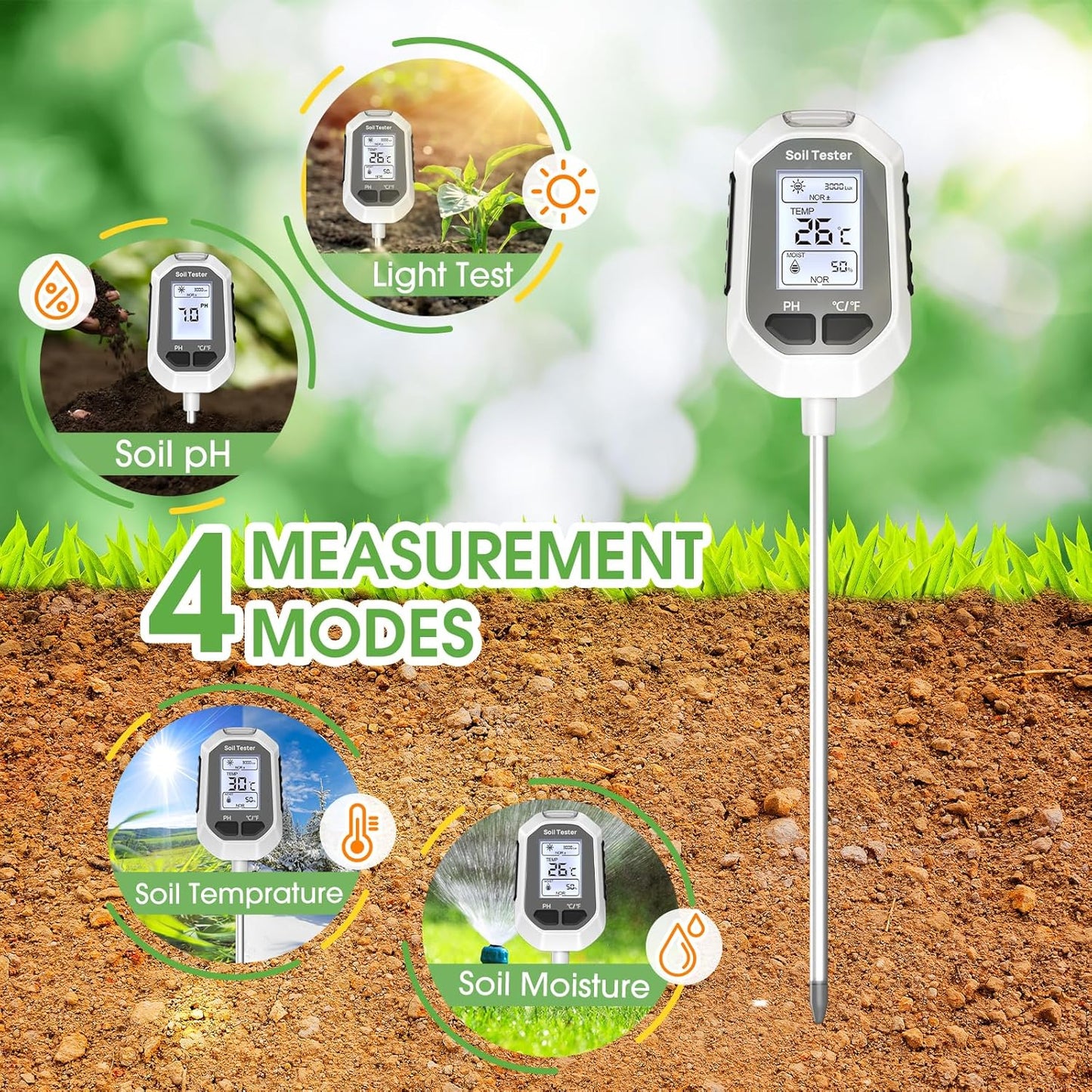 4-IN-1 Digital soil ph moisture meter